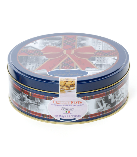 Shortbread biscuits with chocolate presented in a delightful tin, decorated with charming renderings from the Brooks Brothers archives. Made in Italy. Brooks Brothers will donate $5 of the purchase price of this item throughout the holiday season to St. Jude Children's Research Hospital. Donations to St. Jude will be made on purchases of this product in the USA only.