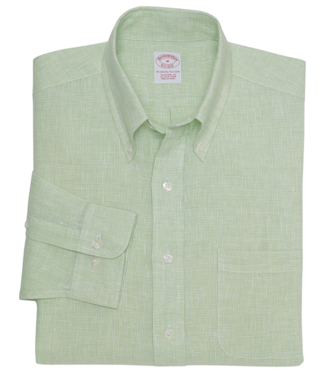 Pure Irish linen. The original Polo� button-down collar. Center front placket. Superdurable logo buttons. Center back pleat and signature shirring at barrel cuffs. Left chest pocket. Machine wash. Imported. Also available in Slim fit.