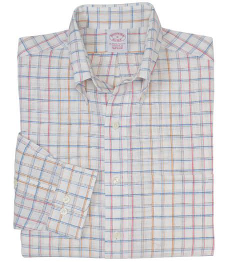 Pure Irish linen. The original Polo� button-down collar. Center front placket. Superdurable logo buttons. Center back pleat and signature shirring at barrel cuffs. Left chest pocket. Machine wash. Imported. Also available in Slim fit.