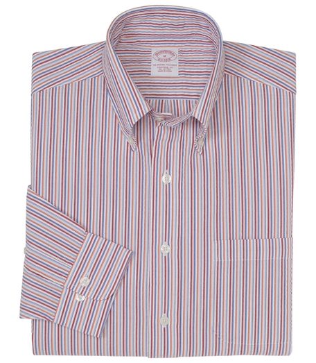 Pure cotton seersucker. The original Polo� button-down collar. Front center placket. Superdurable logo buttons. Signature shirring at barrel cuffs. Machine wash. Imported. Also available in Slim fit.