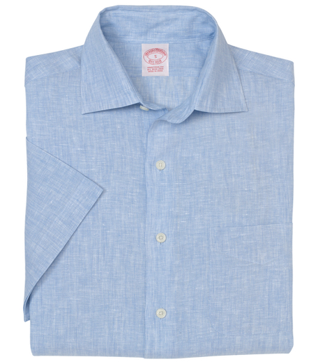 Pure Irish linen. English collar. Center front placket. Superdurable logo buttons. Left chest pocket. Machine wash. Imported. Also available in Slim fit.