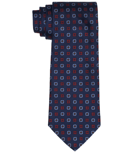 Pure silk woven in Italy. 3 1/2" width. Dry clean. Made in the USA.