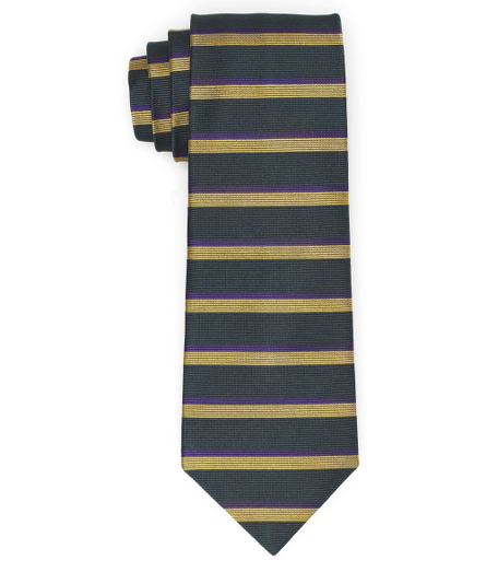 Pure silk woven in England. 3 1/2" width. Dry clean. Made in the USA.