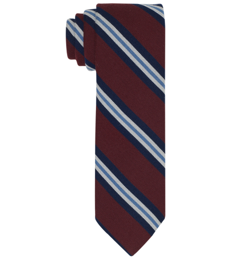 Wool and silk blend woven in England. 3 1/2" width. Dry clean. Made in the USA.