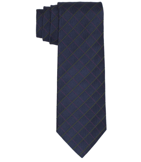 Pure silk woven in England. 3 1/2" width. Dry clean. Made in the USA.