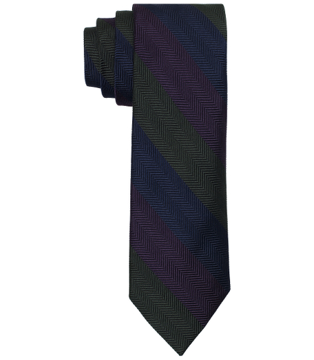 Pure silk woven in England. 3 1/2" width. Dry clean. Made in the USA.