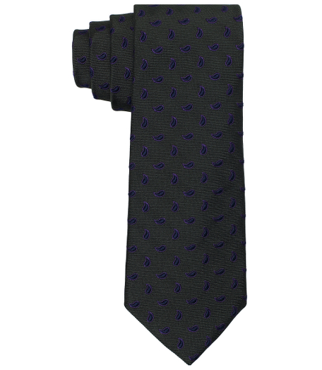 Pure silk woven in England. 3 1/2" width. Dry clean. Made in the USA.