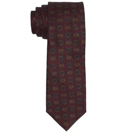 Pure silk printed in Italy. 2 7/8" width. Self-loop. Dry clean. Made in the USA.