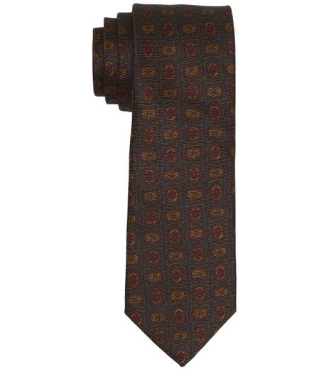 Pure silk printed in Italy. 2 7/8" width. Self-loop. Dry clean. Made in the USA.