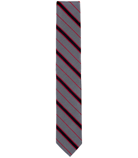 Silk and cotton blend. 2 1/4" width. Grosgrain trim at neck. Dry clean. Made in the USA.