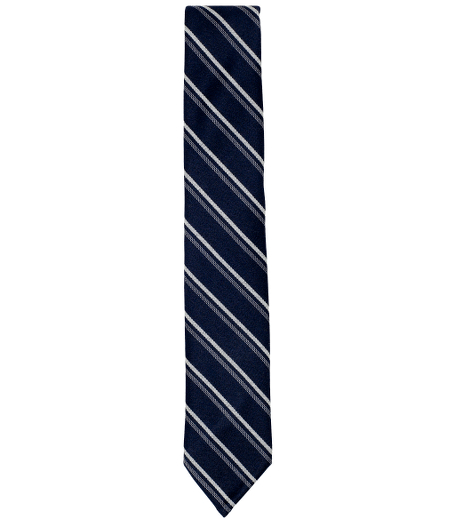 Pure wool. 2 1/4" width. Grosgrain trim at neck. Dry clean. Made in the USA.