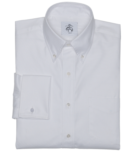 Made from one of the rarest cotton varieties distinguished by its purity and strength. Sea Island cotton has the softness of cashmere and the luster of silk. Fabric is spun in Switzerland and woven in Italy. Button-down collar and French cuffs with silk knots. Mother-of-pearl buttons. Machine wash. Made in the USA.