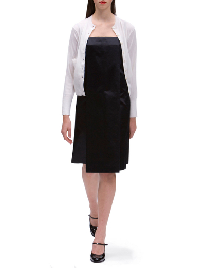 Silk. Lined in 100% Bemberg cupro. Red/white/navy grosgrain straps. Falls below the knee. Dry clean. Made in Italy.