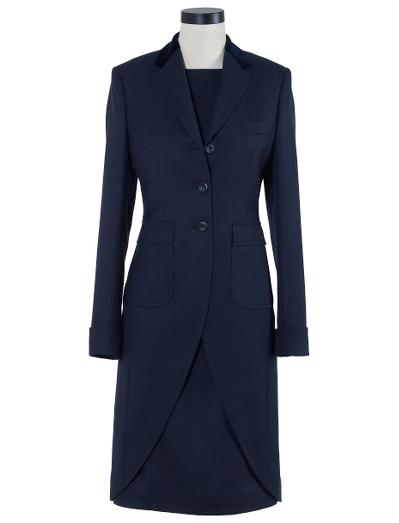 Pure wool twill. Signature stripe lining in cupro, cotton and polyester blend. Cotton velvet top collar. Genuine horn buttons. Dry clean. Imported.