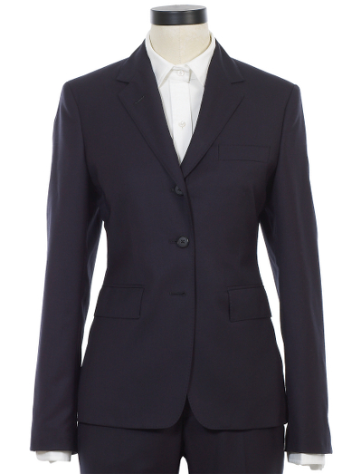 Pure super 130s wool. 100% Bemberg signature stripe lining. 3-button, double back vent. Half canvas construction. Genuine horn buttons. Locker loop at back neck. Dry clean. Imported.