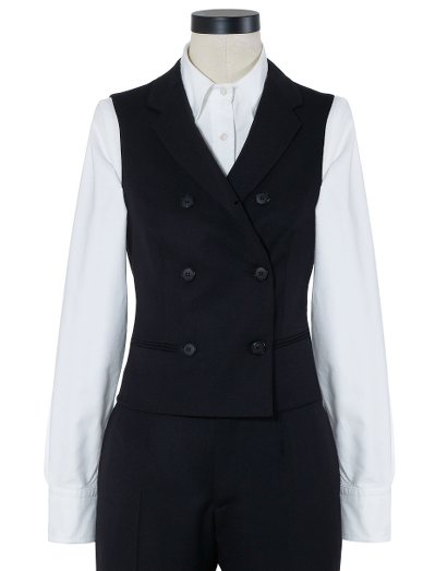 Pure wool twill. 100% Bemberg signature stripe lining. Genuine horn buttons. Dry clean. Imported.