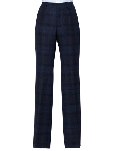 Pure wool. 100% Bemberg signature stripe lining. Zip fly with genuine horn buttons. Grosgrain down side seams of trousers. Unfinished hem. Can be finished as seen or with a cuff and no break. Dry clean. Imported.