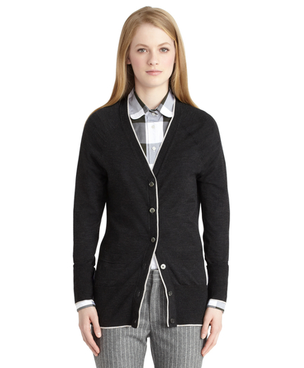 Merino Boyfriend Cardigan with Tipping Brooks Brothers