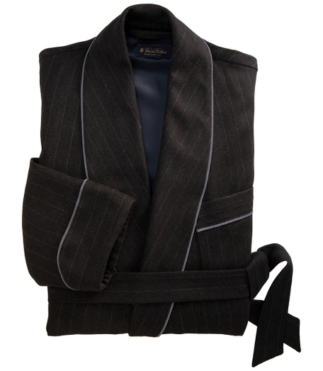 Pure lambswool.  Luxuriously cut for extra comfort.  3/8th lined.  Shawl collar, patch pockets, cuffed sleeves and removeable belt.  Calf length.  Dry clean.  Imported.