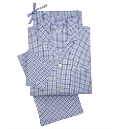Pure cotton broadcloth. Classic pajamas comfortably styled button-front notch collar top and drawstring bottom. Chest patch pocket and locker loop at neck. Machine wash. Imported. Machine wash. Imported.