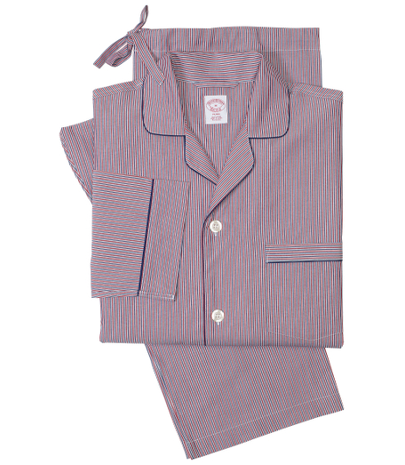 Pure cotton broadcloth. Classic pajama comfortably styled button-front notch collar top and drawstring bottom. Chest patch pocket and locker loop at neck. Machine wash. Imported.