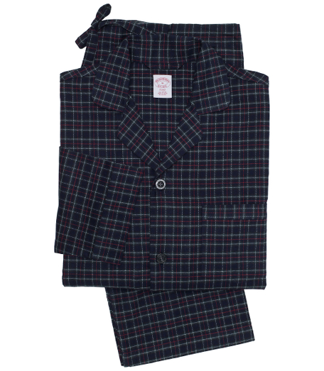 Pure cotton flannel.  Classic pajamas comfortably styled button-front notch collar top and drawstring bottom. Chest patch pocket and locker loop at neck. Machine wash. Imported.