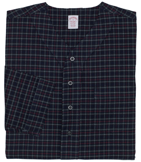 Pure cotton flannel. Comfortably styled v-neck, long sleeves. Chest patch pocket. Piped edges. Rounded hem with side vents. Machine wash. Imported.