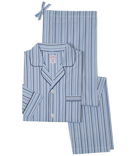 Pure cotton broadcloth. Classic pajamas comfortably styled button-front notch collar top and drawstring bottom. Chest patch pocket and locker loop at neck. Machine wash. Imported.