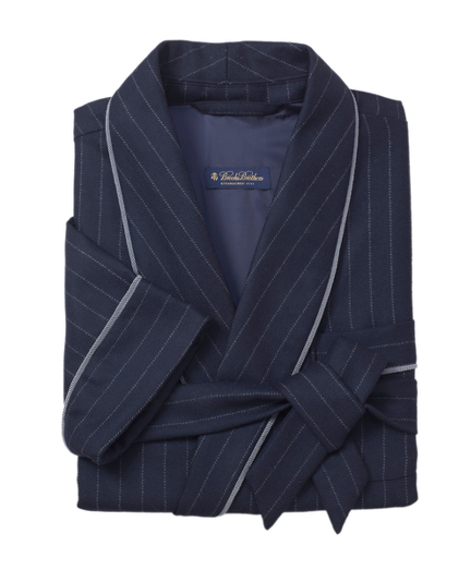 Lambswool Herringbone Chalk Stripe Robe Brooks Brothers