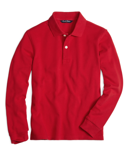Boys' Red LongSleeve Polo Shirt Brooks Brothers