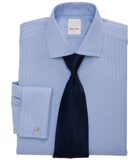 Golden Fleece� Non-Iron Textured Stripe Luxury French Cuff Dress Shirt