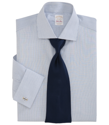 Pure Egyptian cotton.  French placket and split-back yoke. English collar,signature shirring at French cuffs.  Single-needle tailoring and genuine mother-of-pearl buttons. Machine wash. Imported. Cuff links not included.