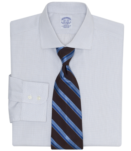 Pure Egyptian cotton woven in Italy. French front placket and chevron split-back yoke. Hamilton collar. Signature shirring at double-button barrel cuffs. Superdurable buttons. Machine wash. Made in the USA.