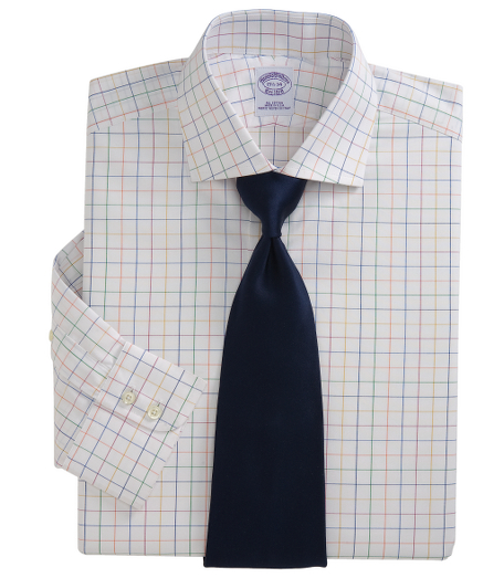 Pure Egyptian cotton woven in Italy. French front placket, chevron split-back yoke. English collar and signature shirring at white French cuffs. Machine wash. Made in the USA. Cuff links not includeed.