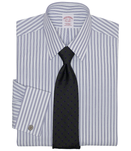 Pure cotton broadcloth made with pucker-free seams and specially treated to remain virtually wrinkle-free. Forward point collar. Signature shirring at French cuffs. Center back pleat. Machine wash. Imported. Also available in Slim fit. Cuff links not included.
