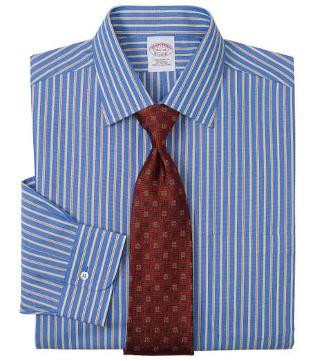 Pure cotton broadcloth made with pucker-free seams and specially treated to remain virtually wrinkle-free. Ainsley collar. Signature shirring at barrel cuffs. Center back pleat. Left chest pocket. Machine wash. Imported. Also available in Slim fit.
