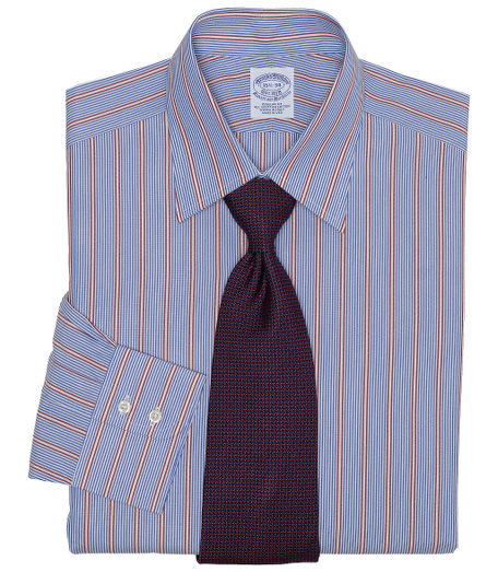 Pure Egyptian cotton woven in Italy. French front placket and chevron split-back yoke. Tennis collar and signature shirring at double-button barrel cuffs. Machine wash. Made in the USA.