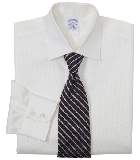 Pure Egyptian cotton woven in Italy. French front placket and chevron split-back yoke. Hamilton collar. Signature shirring at  double-button  barrel cuffs. Superdurable buttons. Machine wash. Made in the USA.