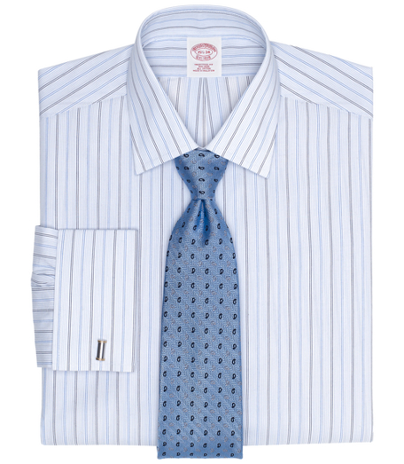 Pure cotton broadcloth made with pucker-free seams and specially treated to remain virtually wrinkle-free. Ainsley collar. Signature shirring at French cuffs. Center back pleat. Machine wash. Imported. Cuff links not included. Also available in Slim fit.
