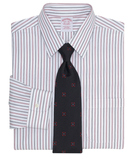 Pure cotton broadcloth made with pucker-free seams and specially treated to remain virtually wrinkle-free. Forward point collar. Signature shirring at barrel cuffs. Center back pleat. Machine wash. Imported. Also available in Slim fit.