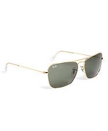 A streamlined, geometric model and an alternative to the classic aviator. Featuring rectangular lenses and frame shape. Monel metal frames and green crystal lenses. 100% UV protection. Made in Italy. Comes with Ray-Ban case and box.