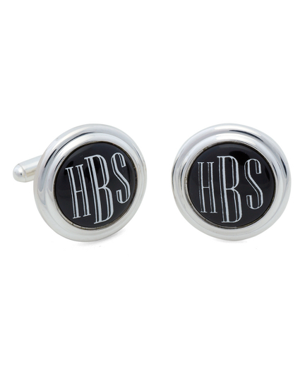 Silver and Black Hand Painted Enamel Cuff Links Brooks Brothers