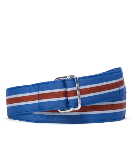 Stretch polyester canvas with silver brass o-ring buckle. 1 1/4" width. Imported.