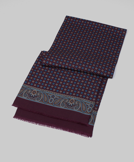 Wool and silk blend woven in Italy. 12" x 64" with a 1/4" trim. Dry clean. Imported.