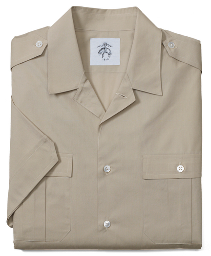 ShortSleeve Poplin Military Camp Shirt Brooks Brothers