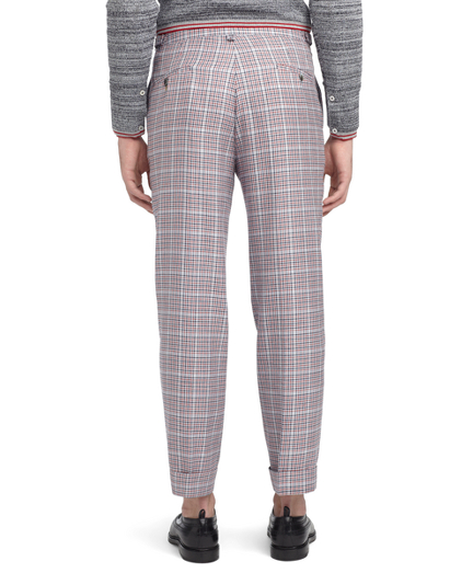 blue and red plaid pants