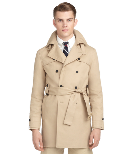 TWILL BELTED TRENCH COAT Brooks Brothers