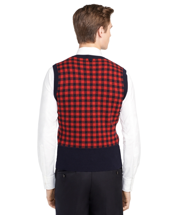 Men's Red Checkered Sweater Vest | Brooks Brothers