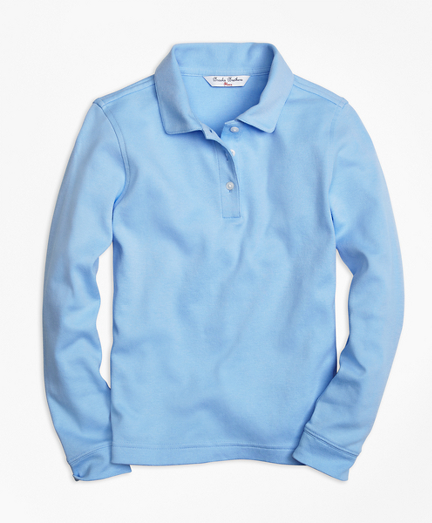 Girls' Light Blue LongSleeve Polo Shirt Brooks Brothers
