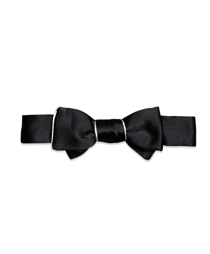 The Great Gatsby Collection Black Solid WhiteTipped Square End Bow Tie